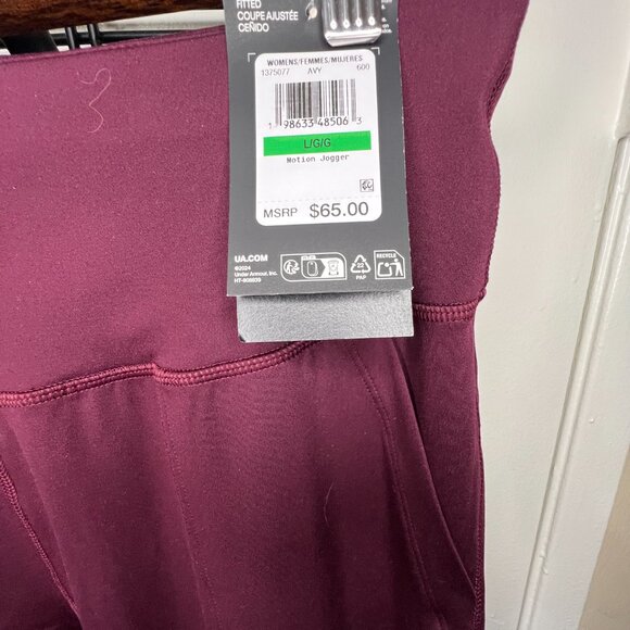 Women's Under Armour Motion Joggers LG Dark Maroon Style# 1375077 NWT - Picture 6 of 10